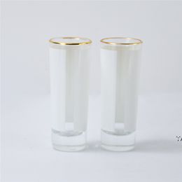 Vasos de chupito de sublimación de 3 oz Vaso Parche blanco Borde dorado Copas de vino Transferencia de calor Gafas de impresión Sublimación en blanco por mar JLA12936