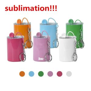 3oz Sublimation Straight Tumbler avec porte-clés verre à shot Décoration en acier inoxydable vierge DIY Skinny Tumbler Bière Tasses à café G0207