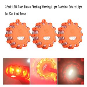 3Pack LED Road Flares knipperende waarschuwingslicht langs de weg Safety Light voor Auto Boat Truck