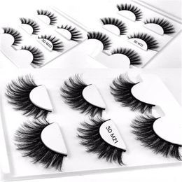 3 paires d'extensions de cils de vison 3D épais vrais cheveux de vison faux cils Extension naturelle faux cils