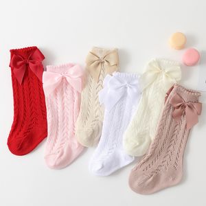 3 paires de chaussettes pour enfants 0-36M bébé filles noeud noeud chaussettes respirant maille coton genou haute jambe été infantile enfant en bas âge chaussettes douces vêtements 230918