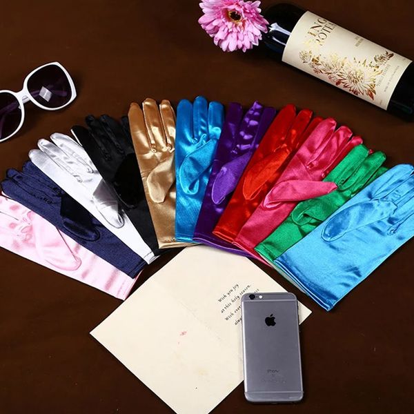 3 paires / pack fournitures de f￪te Gants Gants Satin Gants de cr￨me solaire pour femmes Gants de mariage Halloween Gants de mariage Bridal Accessoires