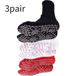 3Pairs Zelfverwarmende sokken voor vrouwelijke mannen Zelfverwarmde sokken Tour Magnetic Therapy Comfortabele Winter Winter Warm Massage Socks Pression Y1222