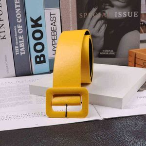 3pc 2019 Nuevos accesorios de moda cinturón casual Cabeza de plástico sólido Cinturón de hebilla suave Color de caramelo Color PU Cinturón de cuero Amarillo W2 236J
