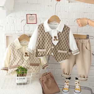 3PC Baby Peuter Jongen Kleding Set Outfit Casual Kleding Outfits Vest Shirt Broek Kinderkleding Sets Kinderen Verjaardag Kerst Kostuums