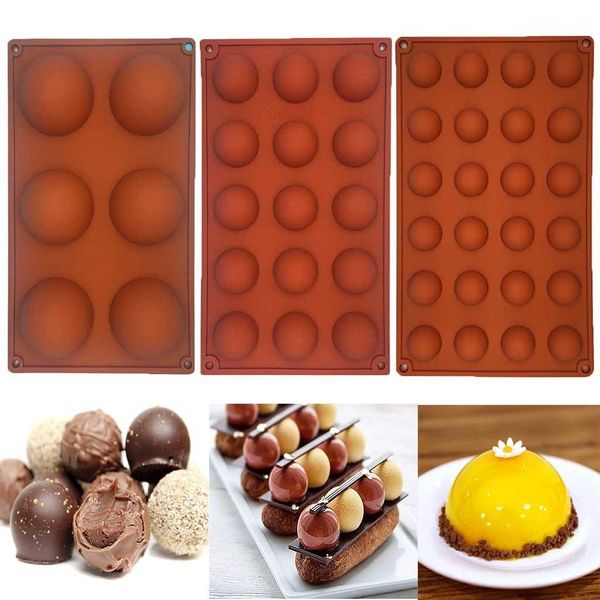 3PC Gâteau Moule Gâteau Chocolat Pâtisserie Bakeware Demi-boule Sphère Pochoir Pudding Pain Bonbons Cuisson Moules Gâteau Décoration Outils 201023