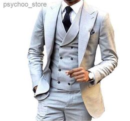 3pc mannen pak merk slim fit casual zakelijke jurk past heren kwaliteit mode een knop bruiloft smoking mannen (blazer + broek + vest) Q230828