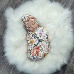 3pc / set Swaddle Wrap nouveau-né couverture de réception pour les nouveau-nés accessoires en bande de couches florales molles Articles de bébé