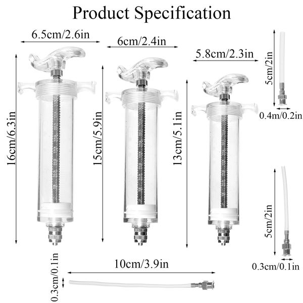 3pcs 10/20/50ml Alimentador de aves para bebés ajustables Tubo de sondeo de timbre de la jeringa de alimentación a mano Suministros de aves de alimentación a mano.