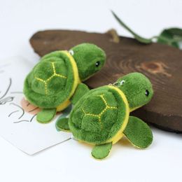 3pcs 1pc Poll de tortue en peluche porte clés 9cm Couchette de dessin animé sac de tortue pendentif mini-charme de voiture clés mascules femmes cadeaux