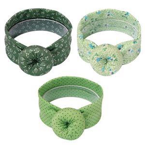 3 pièces, bandeaux à fleurs vertes à points ronds pour bébé actif, nouveau-né, Mini bande donut, accessoire de cheveux élastique doux, printemps 2021