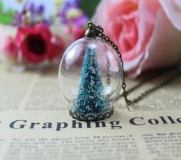 Collier boule de neige en forme d'arbre de noël, 3 pièces, 30MM, pendentif de bouteille de souhait, collier de bouteille fait à la main, 2591088