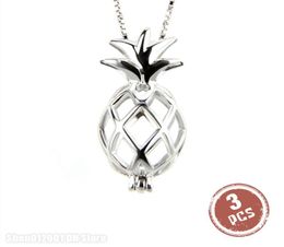 3 pièces 925 pendentif en argent pour femmes bijoux breloques populaire fruits creux ananas Cage pendentif perle médaillon Y2009033057340