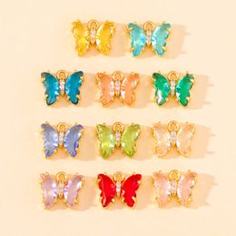 3 pièces 9x11mm nouvelle mode coloré verre cristal petit papillon breloques pour bijoux à bricoler soi-même faisant des boucles d'oreilles populaire collier pendentif