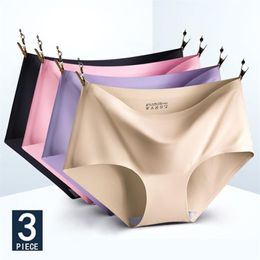 Conjunto de 3 uds de bragas sin costuras para mujer, bragas sexis femeninas, bragas invisibles, bragas suaves de Color sólido, M-2XL216J