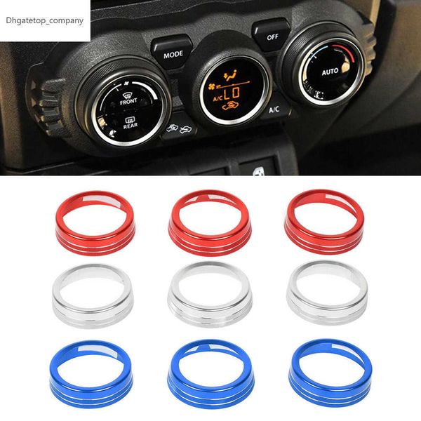 3 pièces AC climatisation son bouton couverture en alliage d'aluminium bouton anneau garniture pour Suzuki Jimny 2019 2020 Console couvre