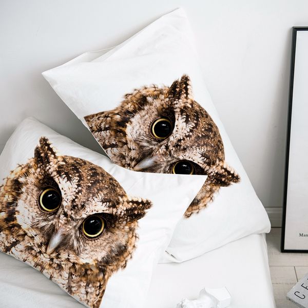 3pcs Animal Swan Elephant Owl Match Litting Home Textiles Ensemble de lit queen et couvre-taies en couvre-oreiller