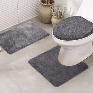 3-stks anti-slip toiletstoel deksel vloeromslag niet-slip kussenset huis badkamer decor mat set voetstuk tapijt pure kleurkit #lr3