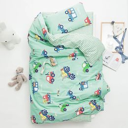 3pcs Juego de ropa de cama para bebés Cartoon Soft Kindergarten Algody Cot Cot Lino incluye Camiseta de almohada Cubierta de sábana Cubierta NoVet 240328