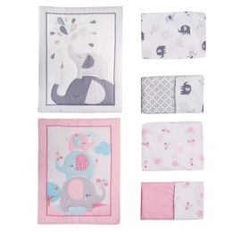 3 -stks babybeddengoed set olifanten thema wieg inclusief quilt laken rok voor jongens en meisjes slapen cadeau 240528