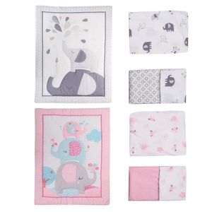 Ensemble de literie pour bébé, 3 pièces, thème éléphant, berceau, avec couette, drap, jupe, pour garçons et filles, cadeau de couchage, 240313