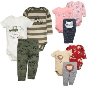 3pcs Baby Bodys Papants Cotton Born Baby Boy Clothes Summer Cartton Baby Girl Clothing Set 024 Moth Bebe Jumpsuit 240507