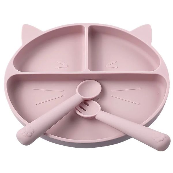 3pcs Gadgets para bebés Vajilla Silicona Silicona para niños Cades de vajilla Caderas de alimentos para alimentos para alimentos Freeding Towl Spoon BPA Free 240131