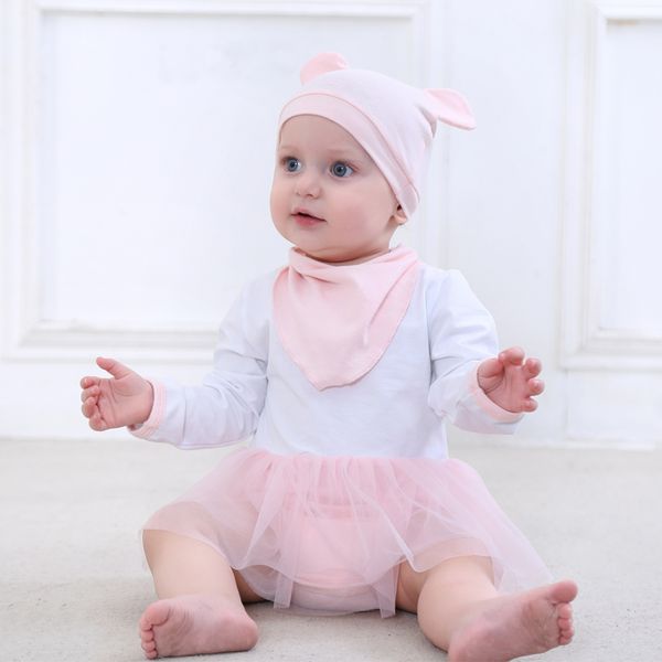 3 pièces bébé filles body nouveau-né coton bio enfant en bas âge vêtements ensemble infantile en mousseline de soie tenue + chapeau + offres bébé fille sous-vêtements