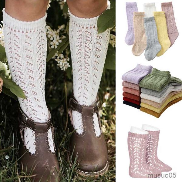 Chaussettes longues d'été pour bébés filles, 3 pièces, chaussettes fines en maille haute, ajourées, en coton doux, pour nourrissons de 0 à 7 ans