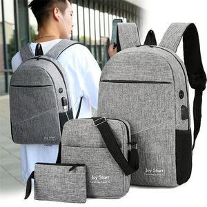 3 pièces ensemble de sac à dos femmes hommes grande capacité sac à bandoulière pour ordinateur portable petite poche pour voyage école affaires travail collège Fit 240108
