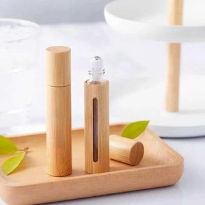 3 stks Bamboe Cosmetische Essentiële Olie Roll-on Fles Mini Glas Hervulbare Reizen Parfum Navulling Opslagcontainer Vrouwen Set