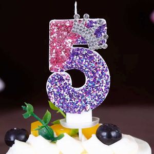 3pcs bougies 1pcs numéro de gâteau bougies bébé girl couronne mignonne décoration bougies numériques topper anniversaire fête du jour commémoratif du jour de fête décors