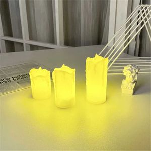 3pcs Bougies 3pcs / boîte LED Cougies électroniques du restaurant Guide de décoration Night Light Wave Wave Tea Wax Festival Amosphère Candle Light