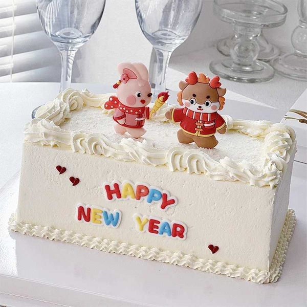 3pcs Bougies Bonne année Dragon Cake Decoration Rabbit Torch Dragon Baby Activity Party Childrens Happy Birthdaygift