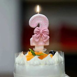 3 stks kaarsen nummer 8 verjaardag kaarsen cake topper kaarsen met roze boog voor meisje