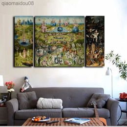 3 Pcs Impressions Sur Toile Wall Art - Hieronymus Bosch Célèbre Peinture À L'huile Le Jardin Des Délices Terrestres Impressions Sur Toile Décor À La Maison L230704