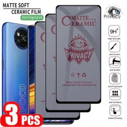 3PCS Ceramic Anti-Spy Soft Film voor POCO X3 Pro X3 NFC GT F4 Matte Privacy Screen Protector voor POCO M4 5G M3 M4 X4 Pro X4 X3 GT