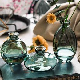 3 -stcs klassieke creatieve mini vaas topkwaliteit glas transparante huis deco woonkamer reagens flessen bloem vaas groothandel 210409