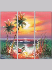 3 pièces coloré paysage marin bateau Hawaii décoration cocotier mur art photo affiche fleurs toile peinture salon sans cadre 1775851