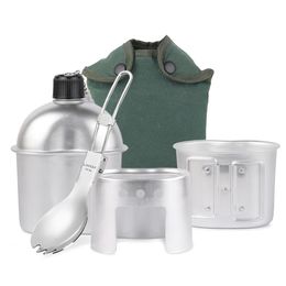 3 stks Pannenset Aluminium Militaire Kantine Cup Houtkachel met Cover Tas voor Camping Wandelen Backpacken 240306