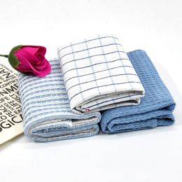 3 pièces coton serviette de cuisine vaisselle serviettes de nettoyage gaufre rayé tissu absorbant chiffon tampon à récurer maison outil thé 220926