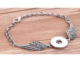 3pcs Crystal Angel Wings Bracelets Bangles Antique Silver DIY Ginger Snaps Button Bouton Bracelets de style Nouveau style 4ENQD8678683