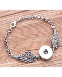 3pcs Crystal Angel Wings Bracelets Bangles Antique Silver DIY Ginger Snaps Button Bouton Bracelets de style Nouveau style 4ENQD8613059