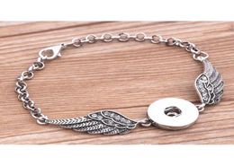 3pcs Crystal Angel Wings Bracelets Bangles Antique Silver DIY Ginger Snaps Button Jewelry New Style Bracelets 4enqd3458278