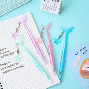 3pcs mignon crisstal sirène stylos gel 0,5 mm à encre noire neutre kawaii aiguille pendente pour les écoliers cadeaux de bureau fournitures