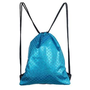 Sacs de cyclisme en PU, 3 pièces, impression sirène écailles de poisson, grande capacité, étanche, portable, sac à cordon de Sport, mélange de couleurs