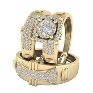 Joya de marca deslumbrante de 3pcs 18k Gold de oro amarillo Sapphire Wedding Birthstone Band Band Body Ring de boda US Tamaño 5 -12261m