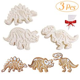 3 stks Dinosaurus Cookie Cutters Fondant Cutters DIY Cookie Mold Cake Bakken Tools Christmas 3D Fondant Cookie Cutter Set voor kinderen