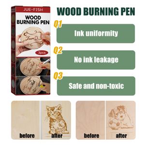 3pcs bricolage Bois Burning Pen Scorch Wood Burned Marker Pyrographie Marker Caramel stylos SAFE SAFE NON-TOXIC PYROGRAPH