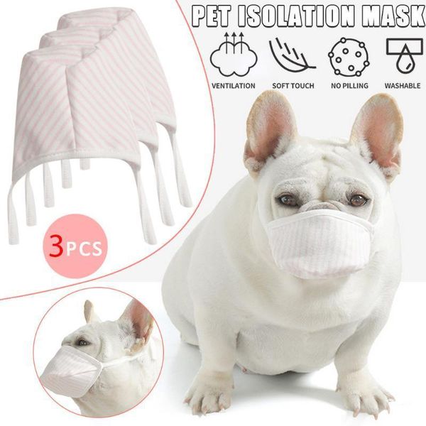 Masque buccal en coton doux pour chien, 3 pièces, filtre respiratoire pour animaux de compagnie, Anti-poussière, casquettes de cyclisme